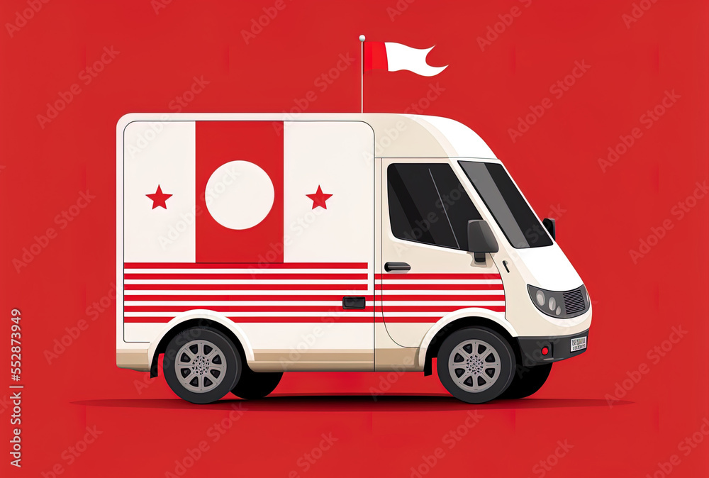 Logistics idea of a delivery vehicle with the flag of Tunisia. Generative AI