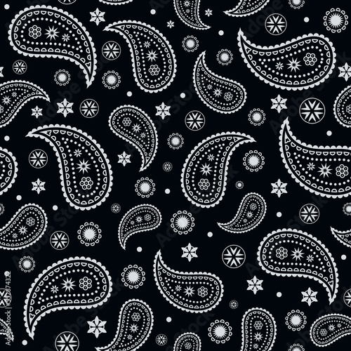 Seamless paisley pattern ornament  Bandana Print. Silk neck scarf or kerchief abstract  pattern design