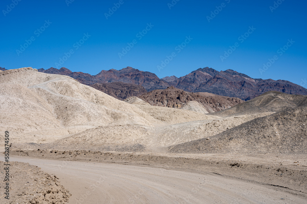Detail of the desert roads of the Death Valley desert