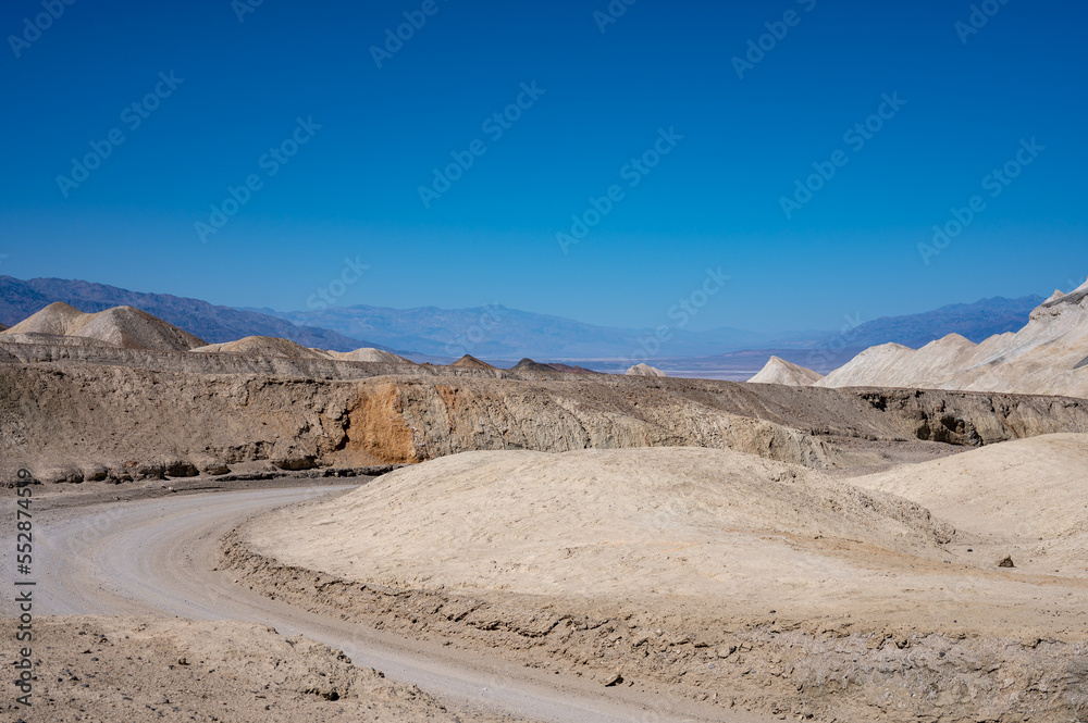 Detail of the desert roads of the Death Valley desert