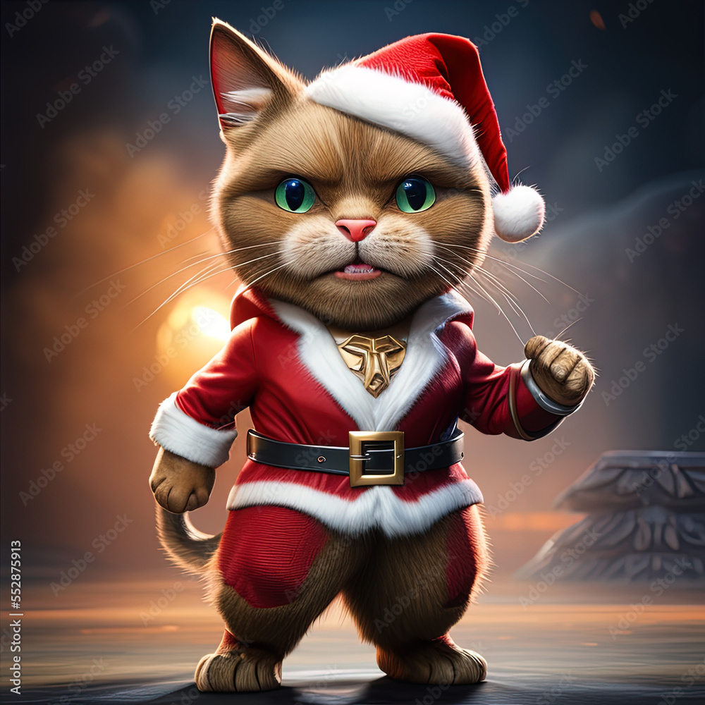 cat wearing as a Santa cat wearing as a Santa
