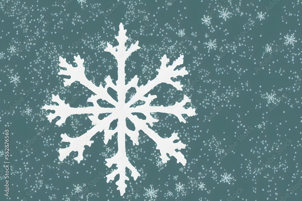 Fototapeta premium Illustration macro of snowflake in the minimalist style, generative ai