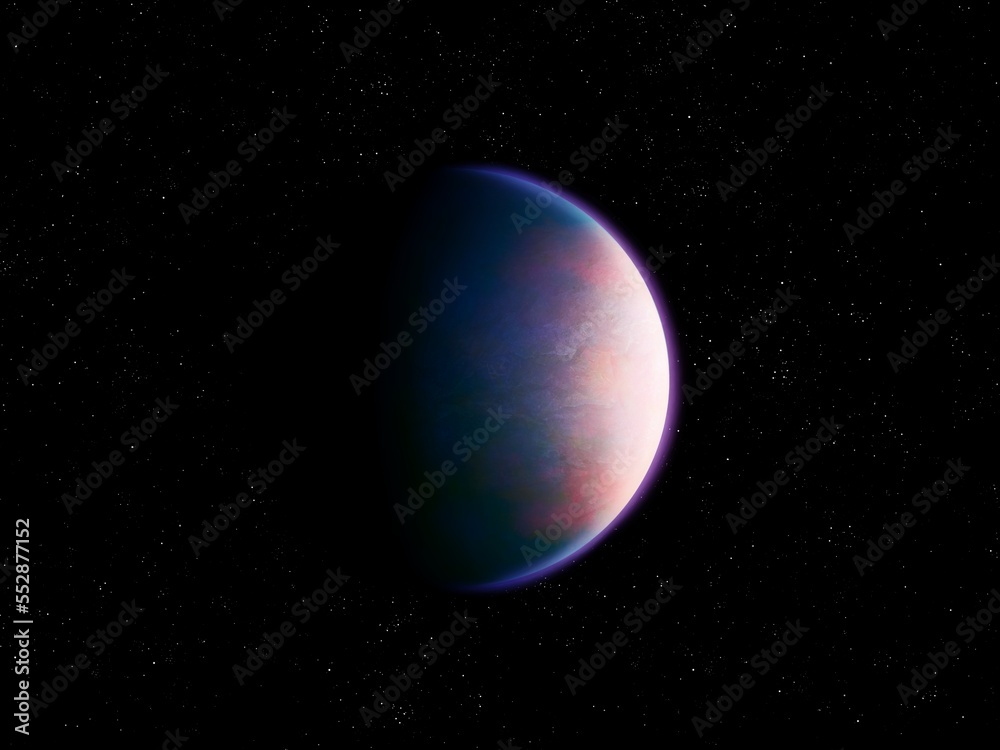 Super-Earth planet in outer space. Realistic planet with atmosphere, distant exoplanet. Super-Earth planet in outer space. Realistic planet with atmosphere, distant exoplanet.