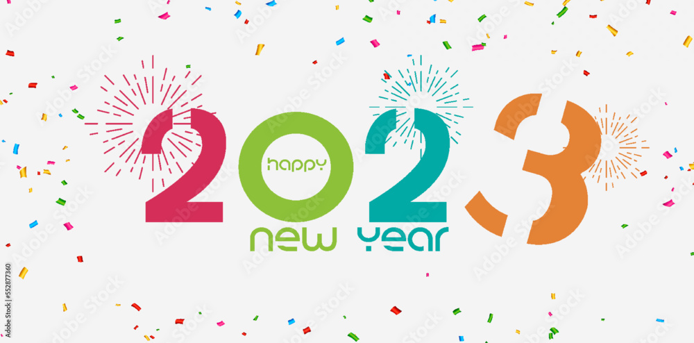 Set of 2023 new year greeting card. 2023 new year design with full color. Typeface number logo design for celebrate 2023 new year, calendar and symbol2023 typography logo design concept.