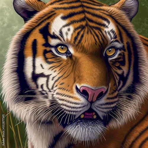 Beautiful tiger portrait. AI generated photorealistic illustration. Not based on original images  characters or people