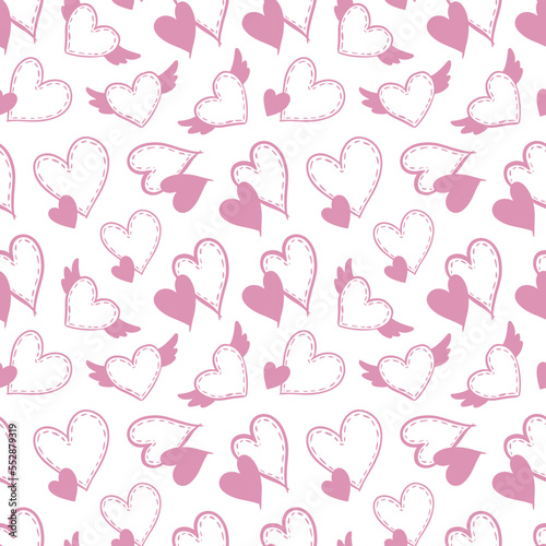 Valentine's Day doodle pattern with hearts