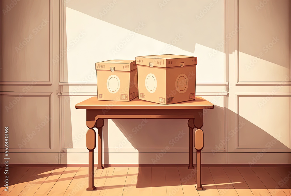 ภาพประกอบสต็อก Gorgeous antique, uneven wooden table with two empty ...