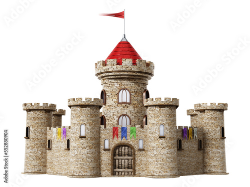 Fantastic medieval castle on transparent background.