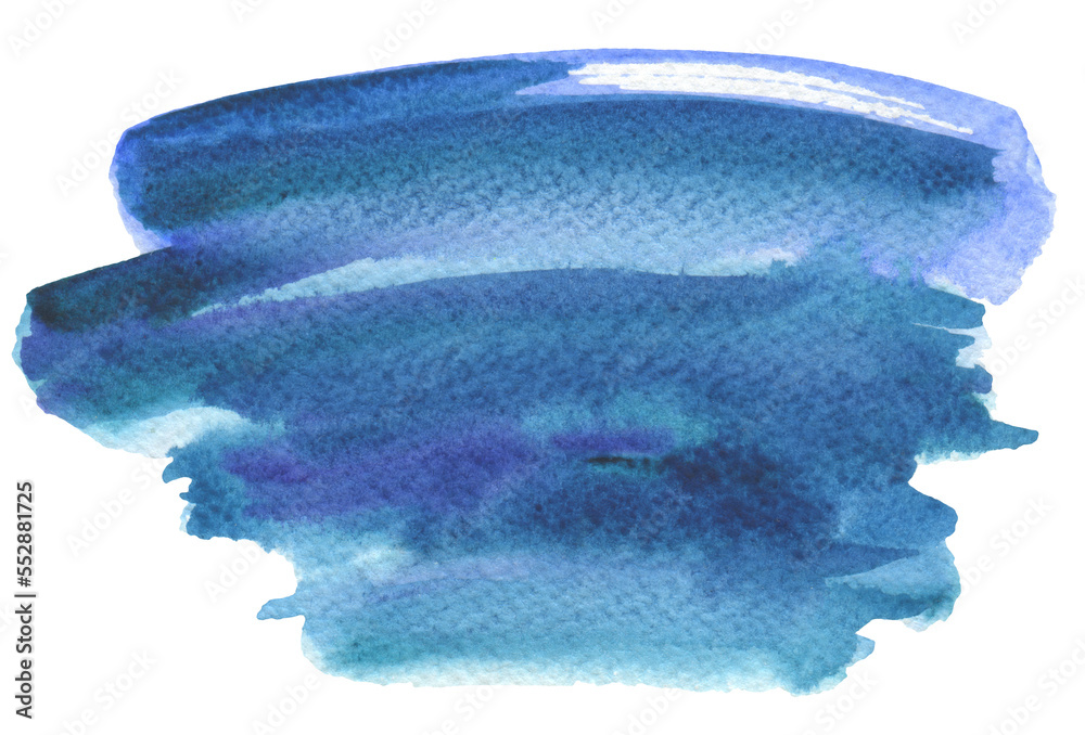 Fototapeta premium PNG Abstract watercolor blue color brushstrokes painting smear on tranparent background. Texture paper.