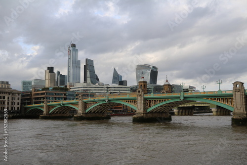 View to the City of London and the Southwark Bridge, England United Kingdom photo