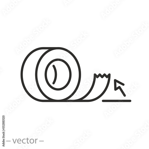 scotch icon, sticky tape, thin line symbol on white background - editable stroke vector illustration