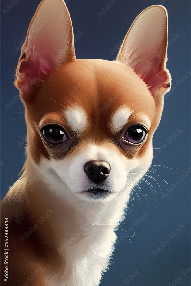 Cute chihuahua dog portrait, illustration, generative ai