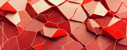 Abstract 3d render red cracked surface modern