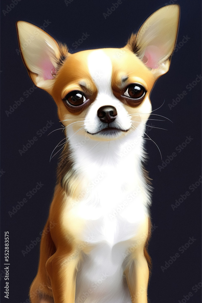 Cute chihuahua dog portrait, illustration, generative ai Cute chihuahua dog portrait, illustration, generative ai