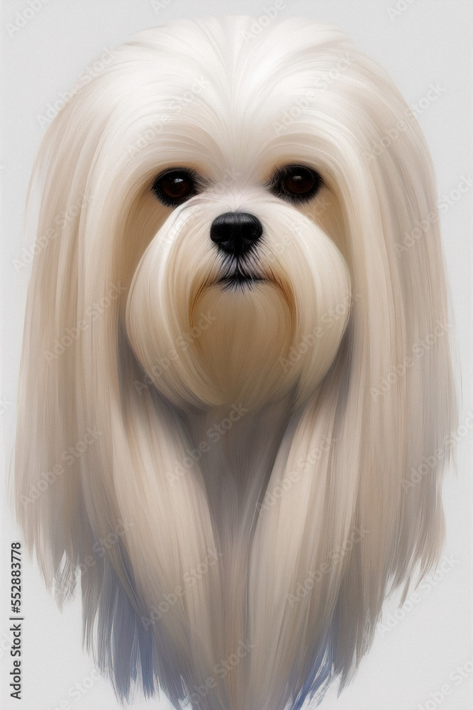 Naklejka premium Maltese dog portrait, illustration, generative ai