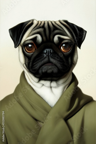 Pug dog portrait, illustration, generative ai © Lukas Juszczak