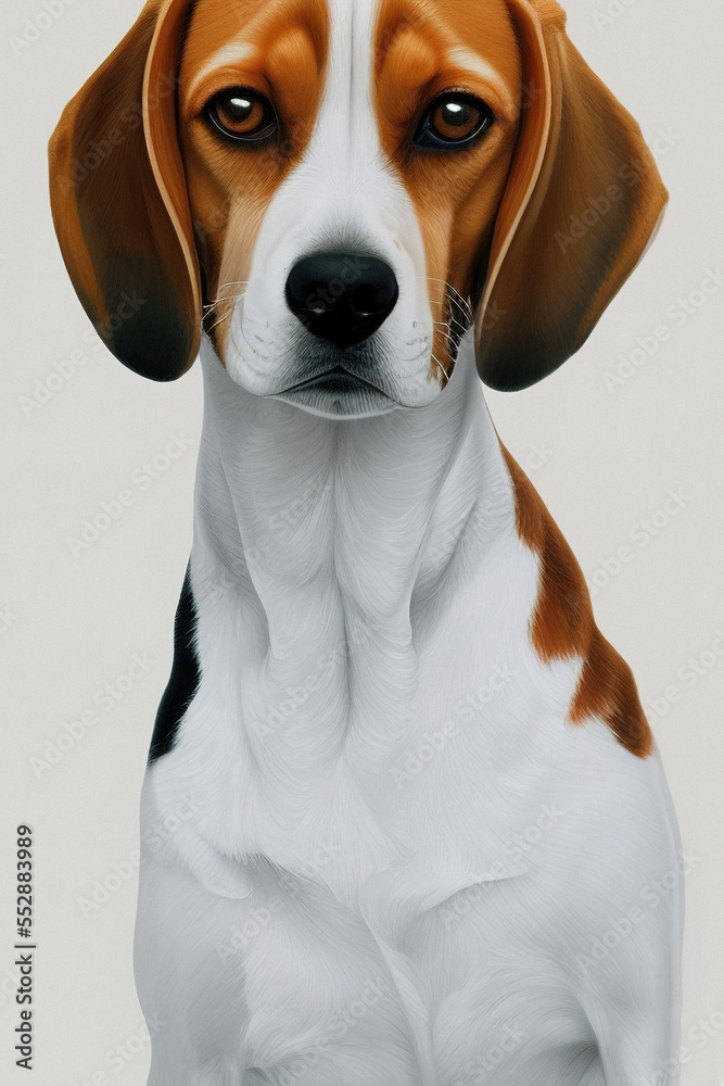 Beagles dog portrait, illustration, generative ai