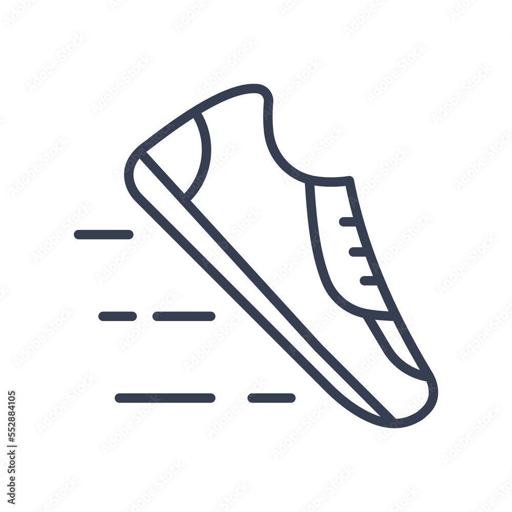 Flat linear running shoes on white backgroung. Sports and fitness running concept vector icon design. Flat linear running shoes on white backgroung. Sports and fitness running concept vector icon design.