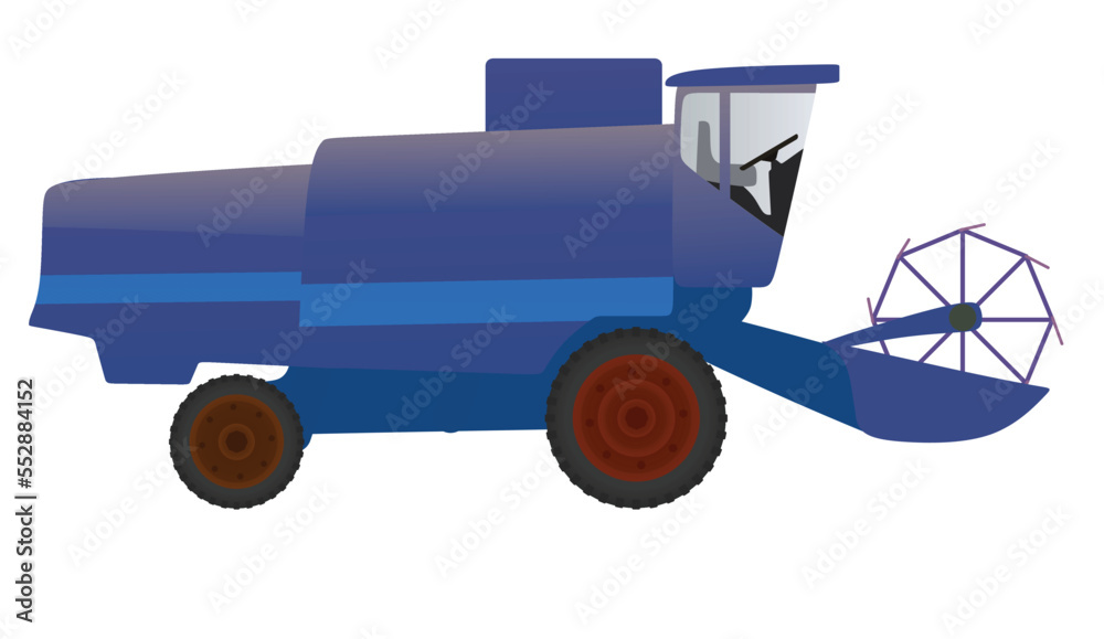 Blue farmer combine vehicle. vector illustration Blue farmer combine vehicle. vector illustration