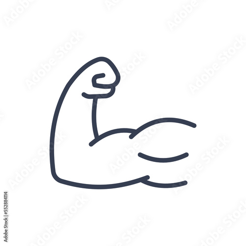 Flat linear biceps muscle on white background icon. GYM and muscle groups concept vector icon design.