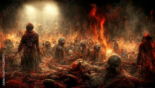 Vászonkép illustration souls in the hell made with generative ai