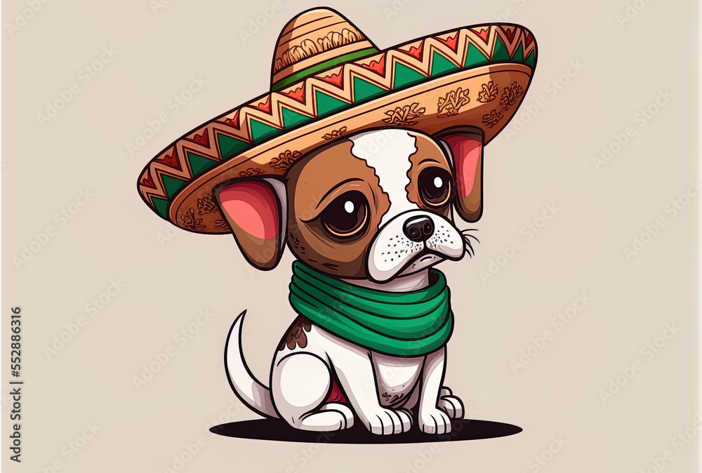 Dog sitting with a charro hat from Mexico. Mascot picture for Mexican ...