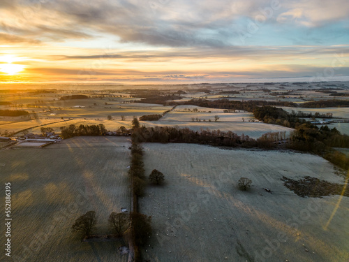 UK Weather: Snow, sunrise and frost in Northumberland