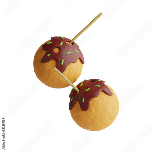 3d rendering illustration of takoyaki street food