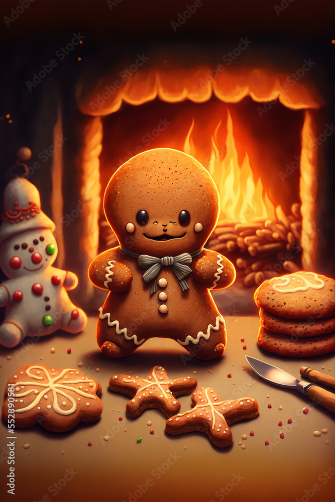 Christmas gingerbread cookies. Generative Ai