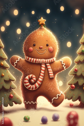 Christmas gingerbread cookies. Generative Ai