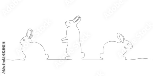 Rabbit continuous one line drawing. Single line border