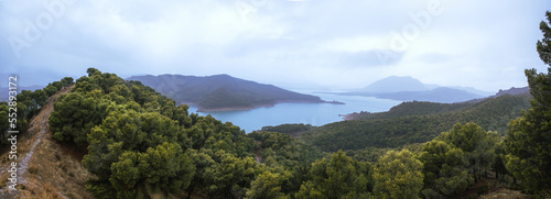Panoramic of a lake in a storm (Ardales, Malaga, Spain)