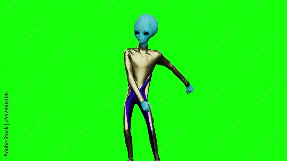 alien dancing winning dance 3D loop animation green screen
