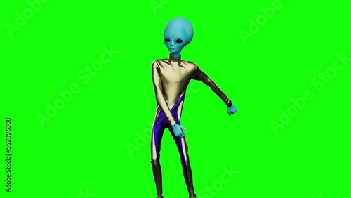 alien dancing winning dance 3D loop animation green screen