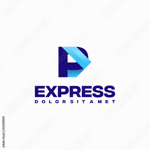 Fast Express P Initial Logo designs concept vector, express Arrow logo designs symbol