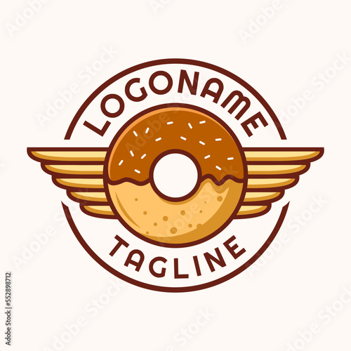 Doughnut logo template, suitable for restaurant, bakery and cafe