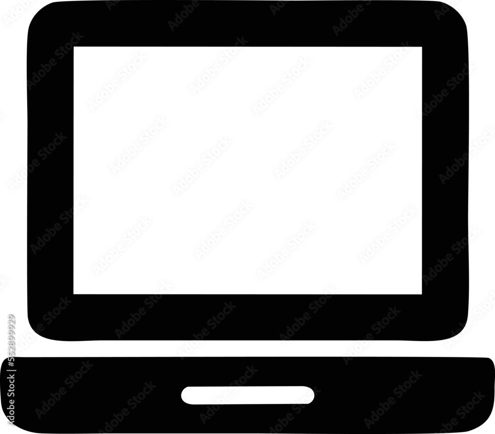 Computer icon symbol in a white background, black laptop icon symbol on the white background Computer icon symbol in a white background, black laptop icon symbol on the white background