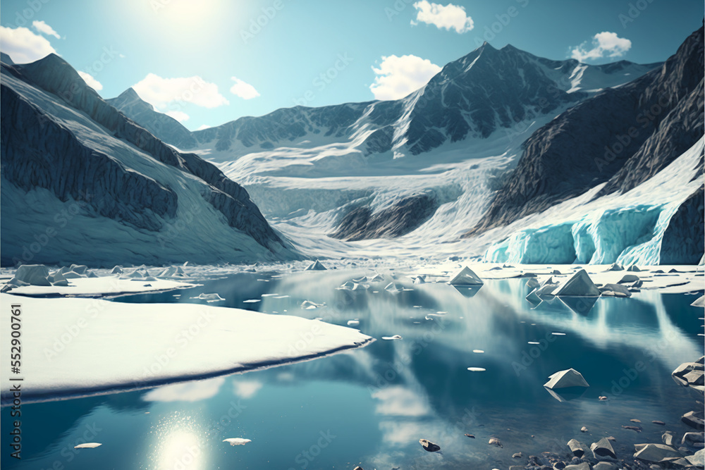 A Slowly Melting Glacier Global Warming Concept Generative Ai Stock