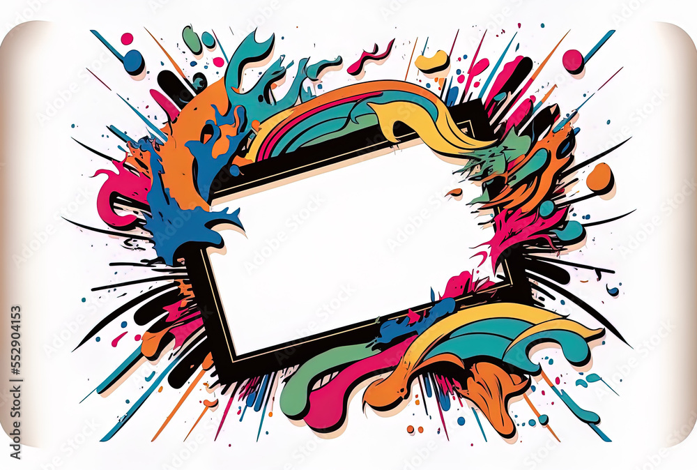 Obraz premium rectangular frame with multicolored brushstrokes. Generative AI