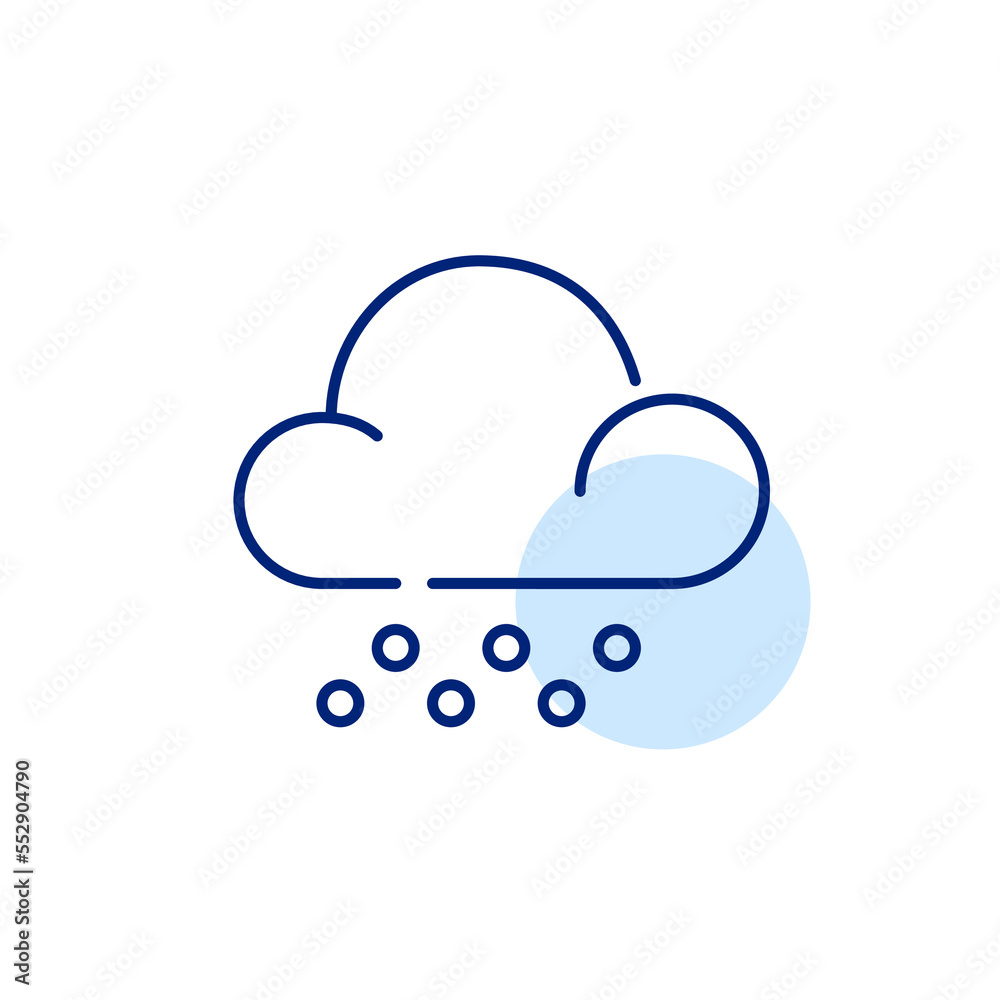 Hail icon. Solid precipitation coming from cloud. Pixel perfect, editable stroke simple design Hail icon. Solid precipitation coming from cloud. Pixel perfect, editable stroke simple design