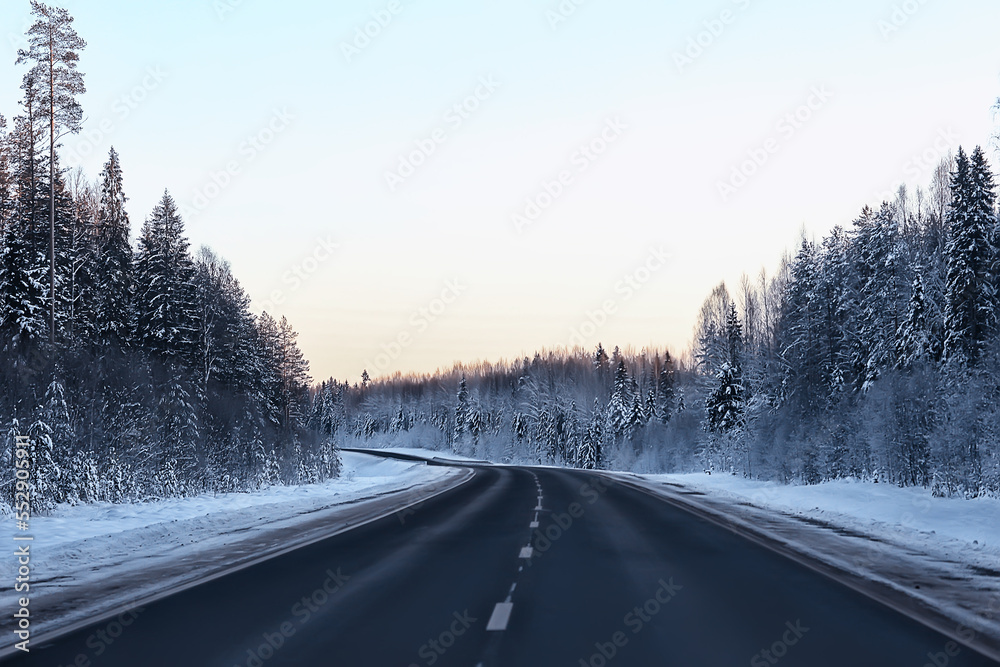winter highway snowfall background fog poor visibility winter highway snowfall background fog poor visibility