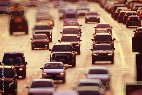 many cars on the road top view traffic jam rush hour