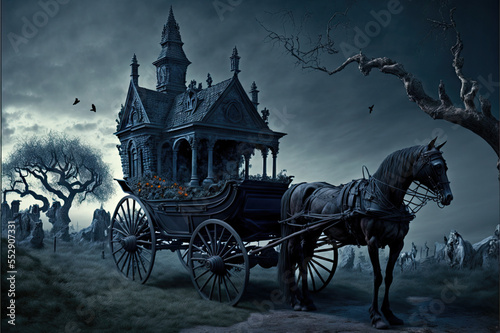 Gothic Horror Horse Drawn Hearse