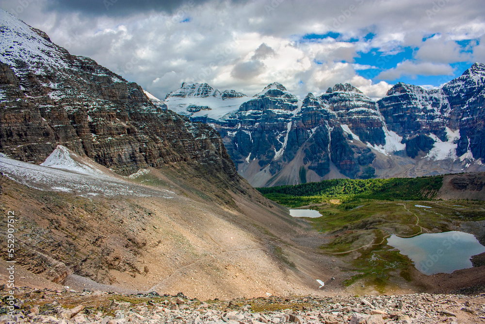  Stunning views from Sentinel Pass alpine mountain trail in Alberta.