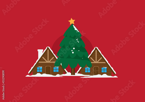 christmas card with christmas tree