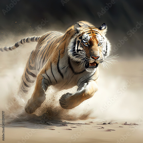 Tiger Running Animal Action Shot | Midjourney Ai Generation