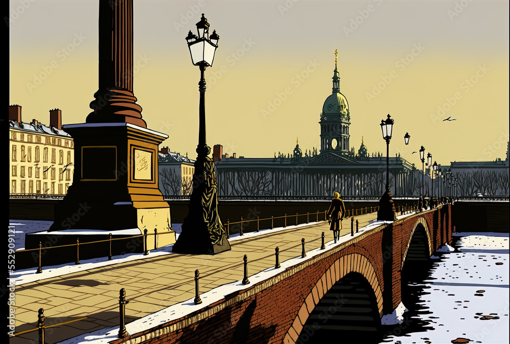 Fototapeta premium St. Petersburg in view. Bridge of Blagoveshchensky. Generative AI