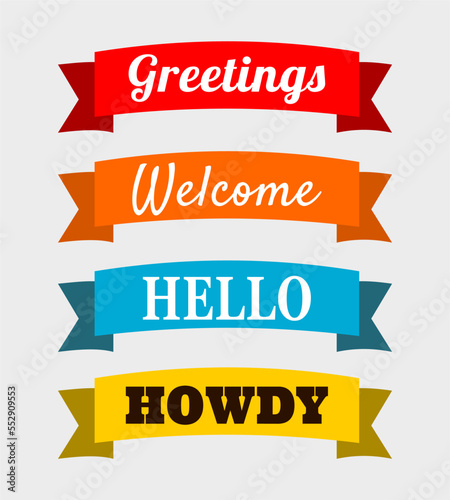 Colorful set of welcome and greetings banners