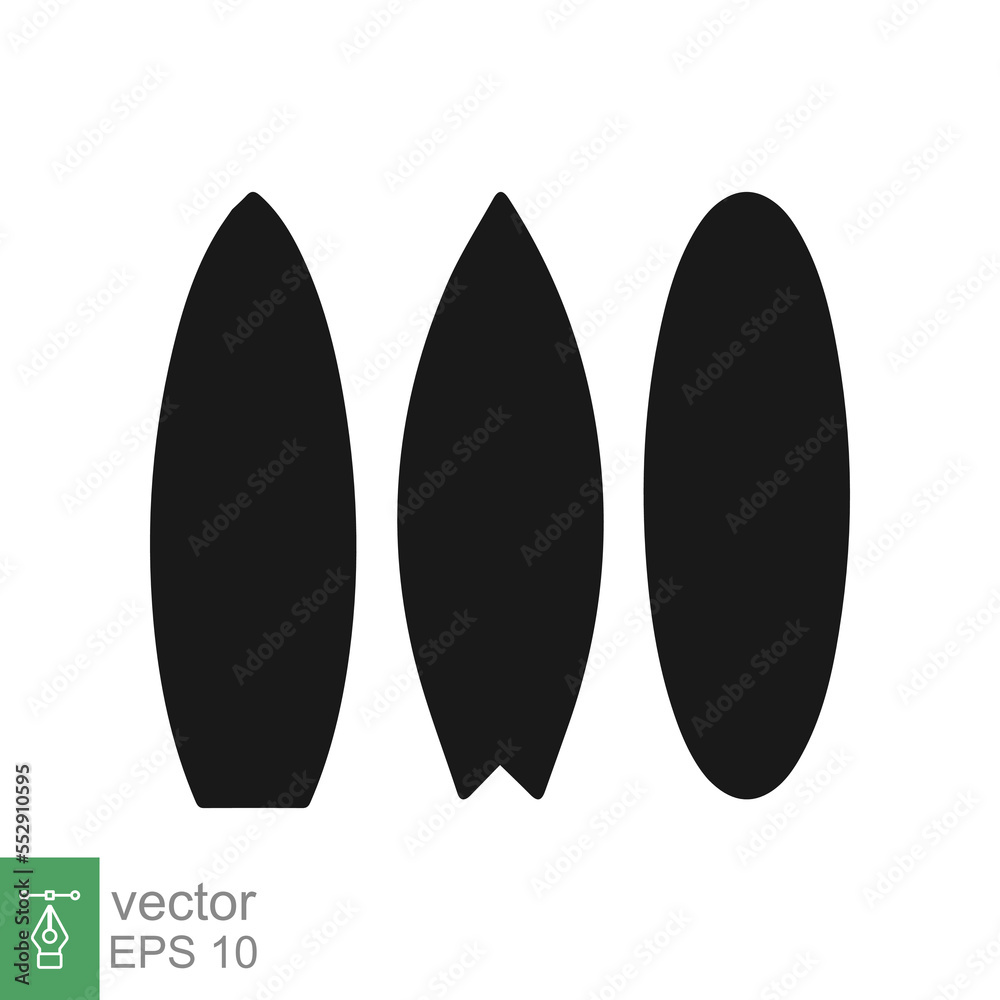 Surfboard icon set. Black silhouette of long surfboard, flat style. Longboard, surfer, tropical, beach, summer, sport concept. Solid, glyph vector illustration isolated on white background. EPS 10. Surfboard icon set. Black silhouette of long surfboard, flat style. Longboard, surfer, tropical, beach, summer, sport concept. Solid, glyph vector illustration isolated on white background. EPS 10.