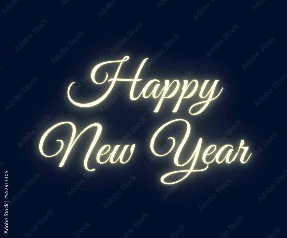 Happy New year glowing text web banner